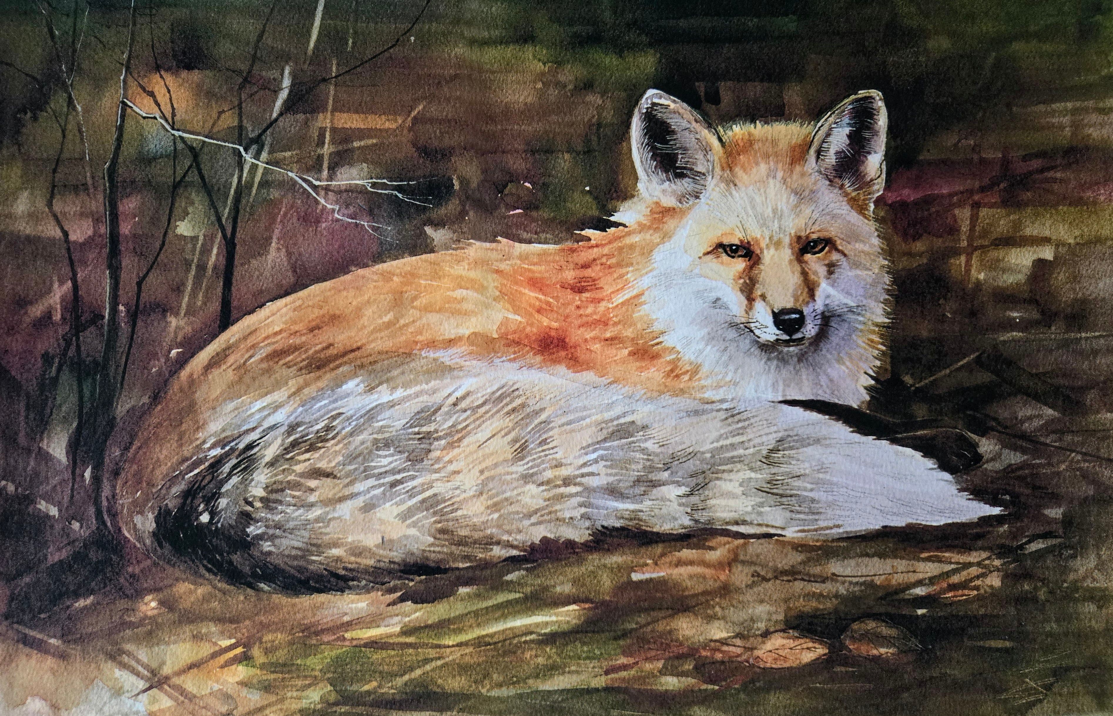 Painting image of a fox